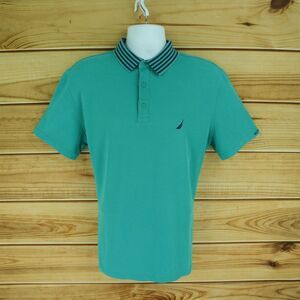 Nautica Polo Golf Shirt Short Sleeves Mens Size XL Green‎ Cotton Blend Collared